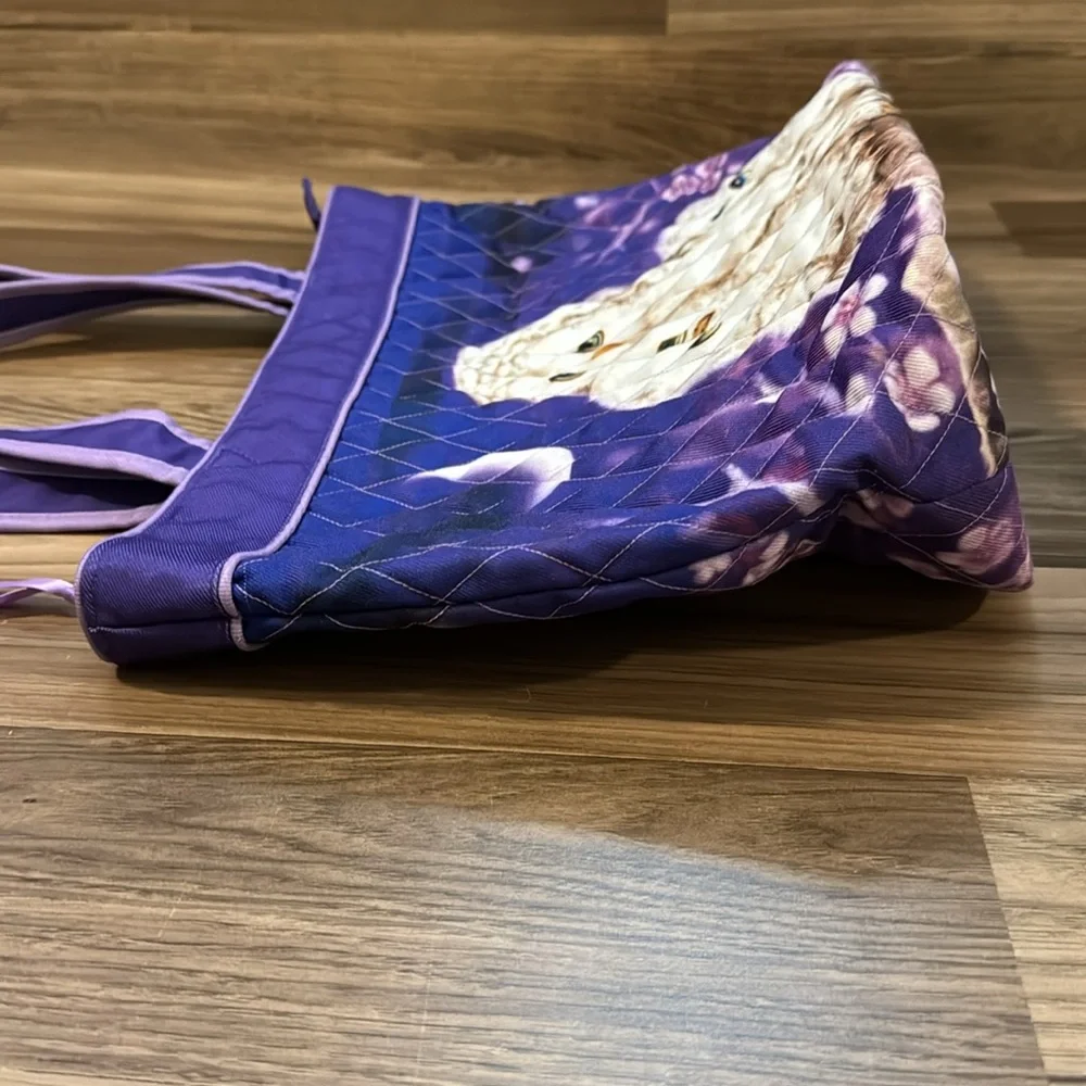 Bradford Exchange Owl Always Love You Kayomi Harai Quilted Purple Zip Tote NWOT
